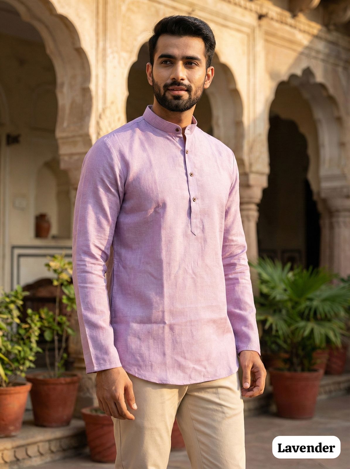 Men's linen short kurta